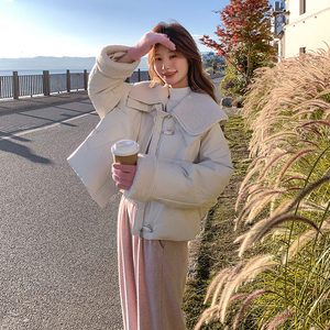 现货 新款 蛋白皮拼接羊羔毛90白鸭绒羽绒服 271-9232P335K498图片