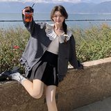 撞色娃娃领休闲短外套女2025年春季新款韩系超好看小个子夹克上衣，女装短外套，浙宝271