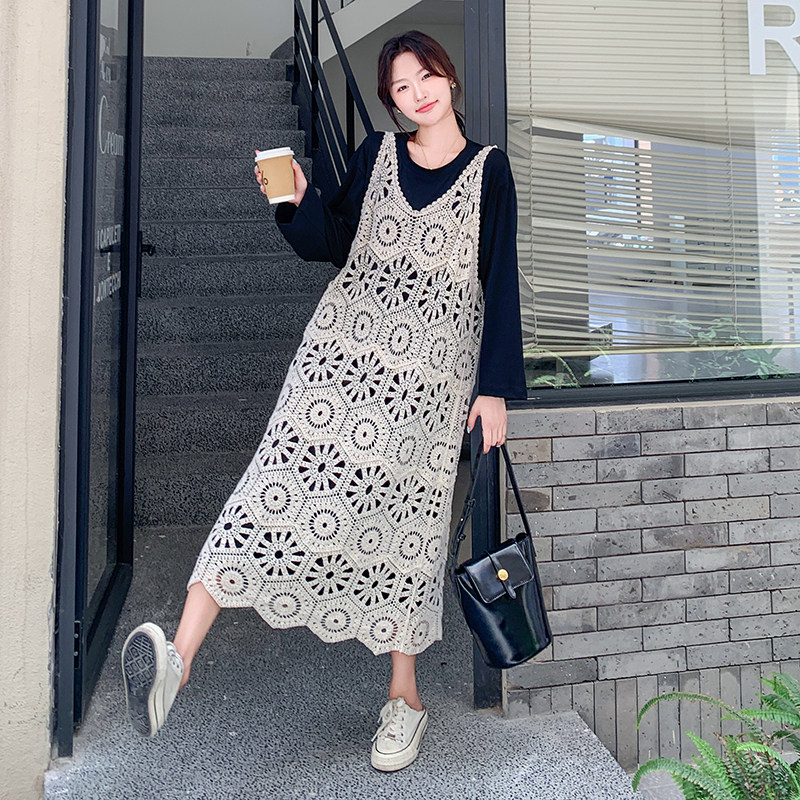 现货新款长袖T+网格真两件套271-8087P145K198,女装连衣裙,浙宝271