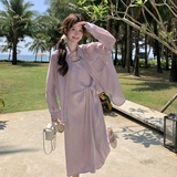 浅紫色轻薄衬衫吊带连衣裙套装女夏2025新款长裙法式气质减龄爆款，女装套装/套裙，浙宝271