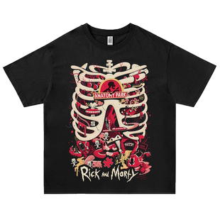 anatomy park解剖公园短袖T恤男瑞克和莫蒂联名欧美潮牌宽松半袖