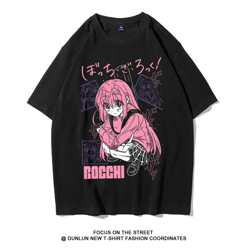 thumbnail for Summer lonely rock short-sleeved T-shirt anime periphery Pochi sauce with the same two-dimensional cotton pain clothes student half-sleeved