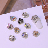 美甲堆钻饰品网红多切面大钻水晶钻超闪肥方透白香槟色指甲钻B466