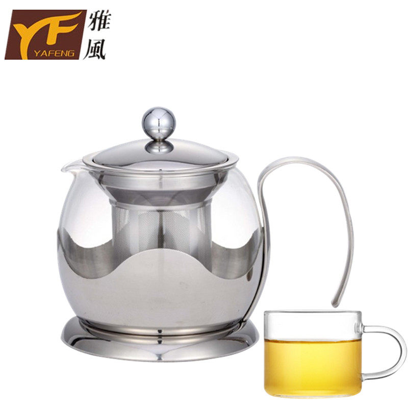 包邮雅风耐热玻璃花茶壶 茶具冲茶器莲花壶不锈钢茶漏送2个杯