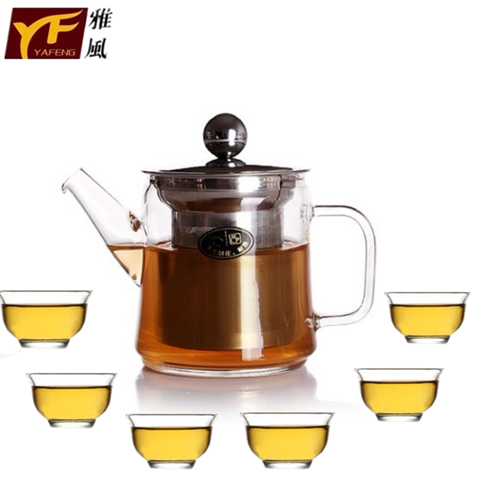 包邮雅风明火不锈钢滤网玻璃茶壶