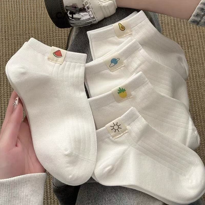 简约百搭清新水果短袜女生船袜浅口春秋季薄款船袜可爱日系