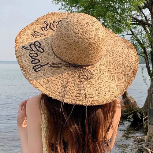 法式拉菲草帽女夏季海边拍照专用