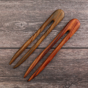 檀木发簪双叉U形三叉发釵民族风汉服古代复古步摇发簪发饰饰品女