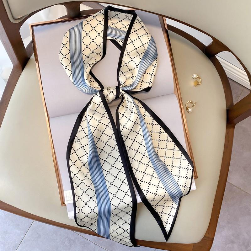 小丝巾女春秋款薄款长条领巾百搭装饰围巾护颈韩国网红发带围脖潮