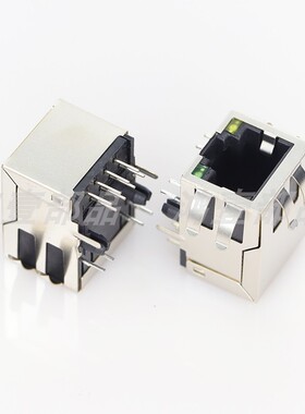 RJ45网口座 带灯带弹全包8P8C千兆网络接口母座连接器RJ45-59-T02
