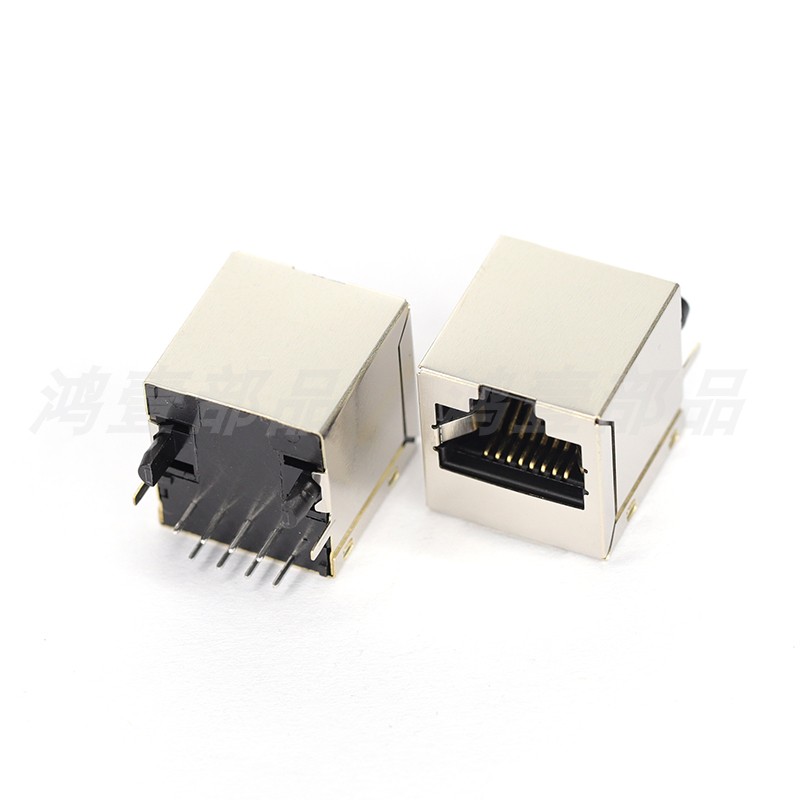 RJ45全包8P8C立式无灯180度插件带滤波网口座连接器RJ45-56-DB06