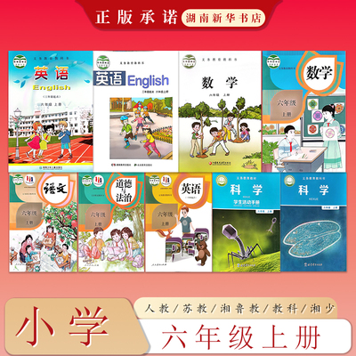 课标教科书 语文数学英语科学学生活动手册道德与法治 全科教材 小学六年级上册 湘少湘鲁苏教人教教科