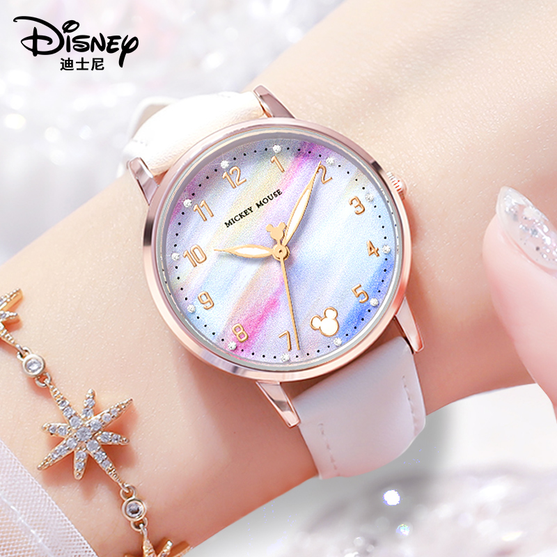 迪士尼轻奢女生时尚彩虹盘手表