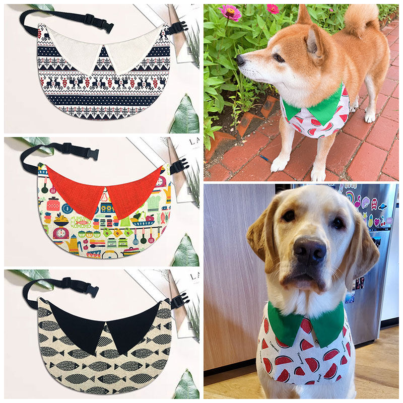 宠物狗狗阿拉斯加围兜萨摩四季口水巾金毛松狮防水布围嘴中大型犬