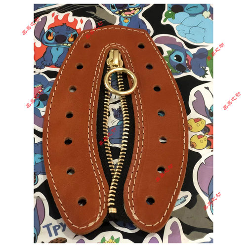 手工真皮颜料红翼鞋铲redwing875拉链鞋舌配件棕色鞋舌拉链马丁靴