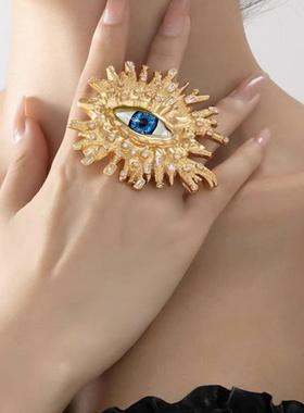 中古vintage镀金恶魔之眼指环