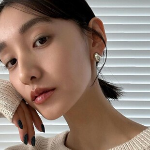 clane松本惠奈同款日系ins冷淡风几何椭圆小耳钉耳夹