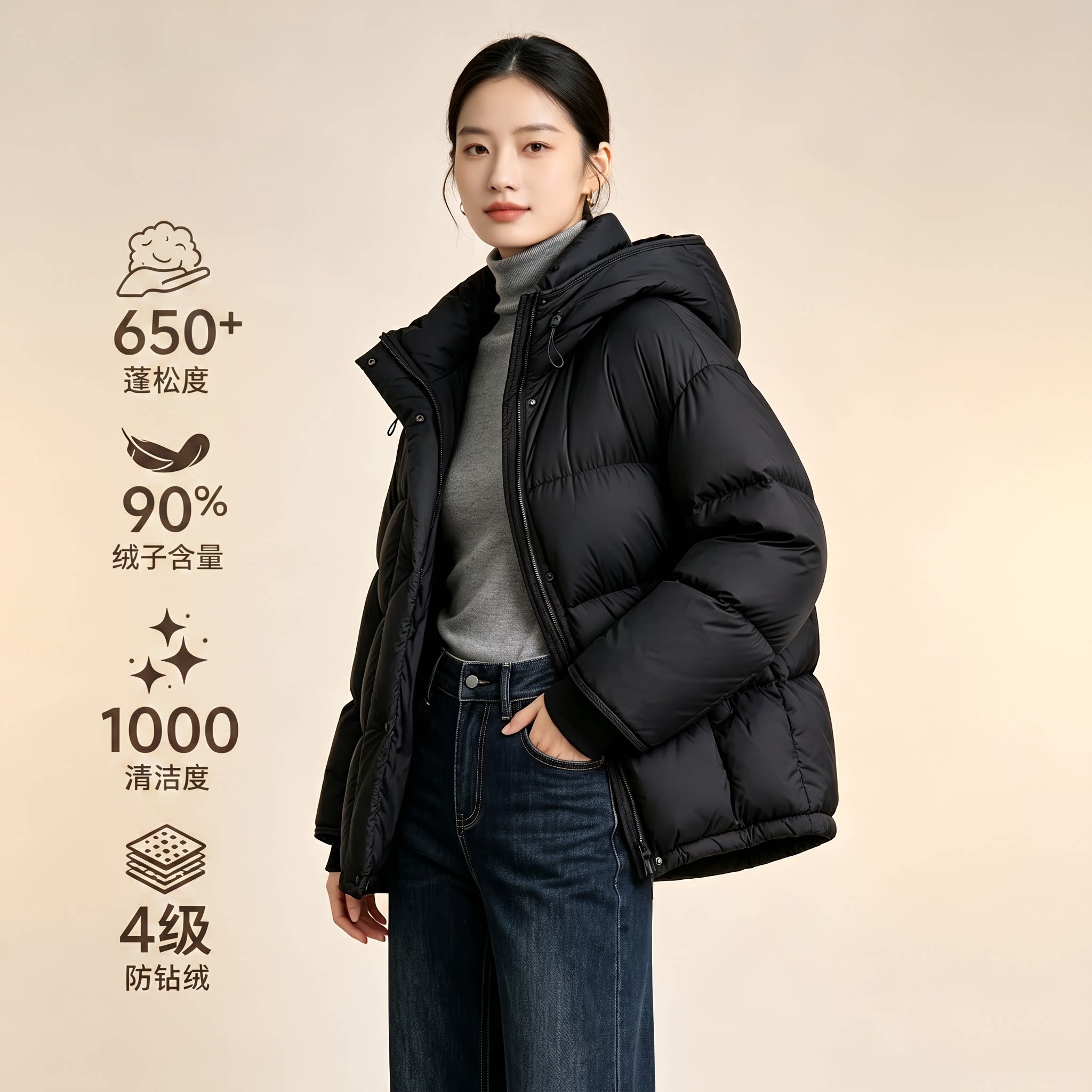 诗都奇女短款加厚保暖羽绒服