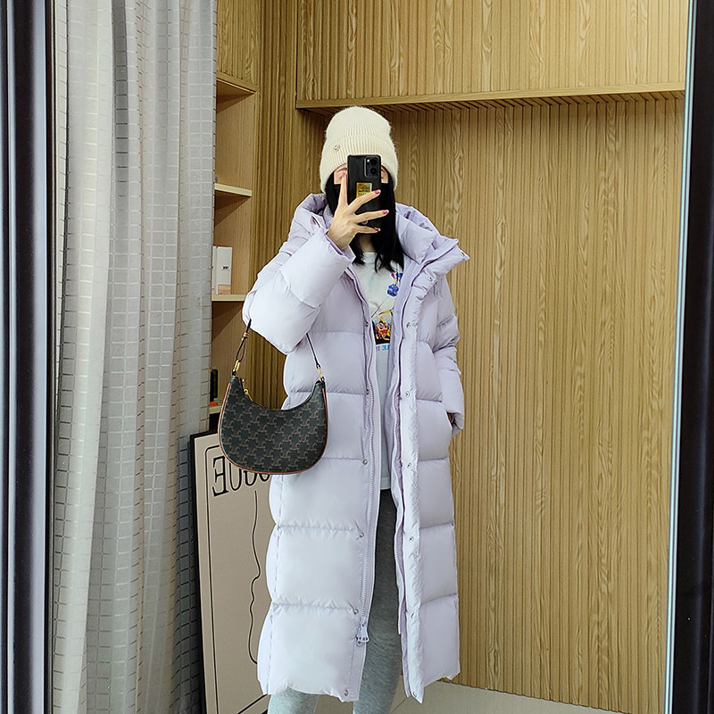 马卡龙色长款95鹅绒服加厚保暖