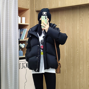 诗都奇2025新款 休闲面包服 95白鹅绒连帽宽松羽绒服女加厚抗寒短款