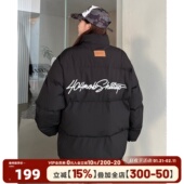 404MOB手写花体刺绣棉服外套情侣冬季 新品 潮防风防泼水羽绒棉棉服