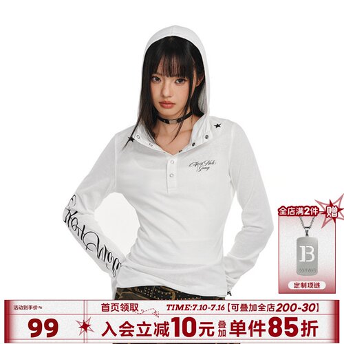 404MOB哥特防晒薄纱连帽T恤女