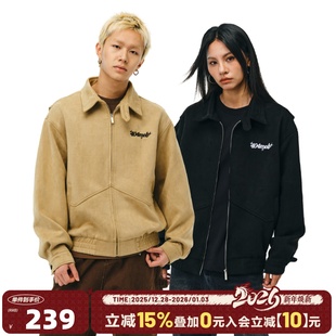 404MOB麂皮绒活页复古哈灵顿翻领夹克男女Cleanfit老钱风廓形外套