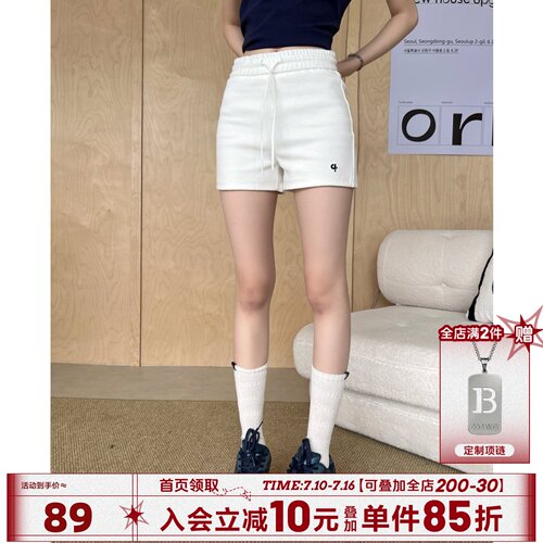 404MOB运动针织抽绳短裤刺绣logo户外跑步健身透气夏季休闲裤子女