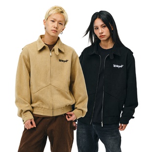 404MOB麂皮绒活页复古哈灵顿翻领夹克男女Cleanfit老钱风廓形外套