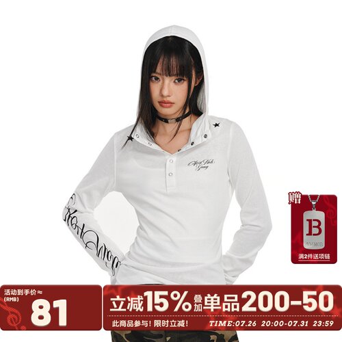 404MOB哥特防晒薄纱连帽T恤女