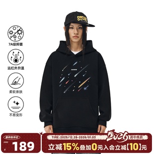 404MOB立体烫钻白墨直喷印花流星设计感连帽卫衣男女美式 潮牌帽衫