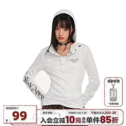 404MOB哥特防晒薄纱连帽T恤女