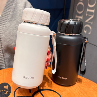 商务保温杯男士大容量办公室茶杯高颜值简约水杯茶水分离宽口杯子