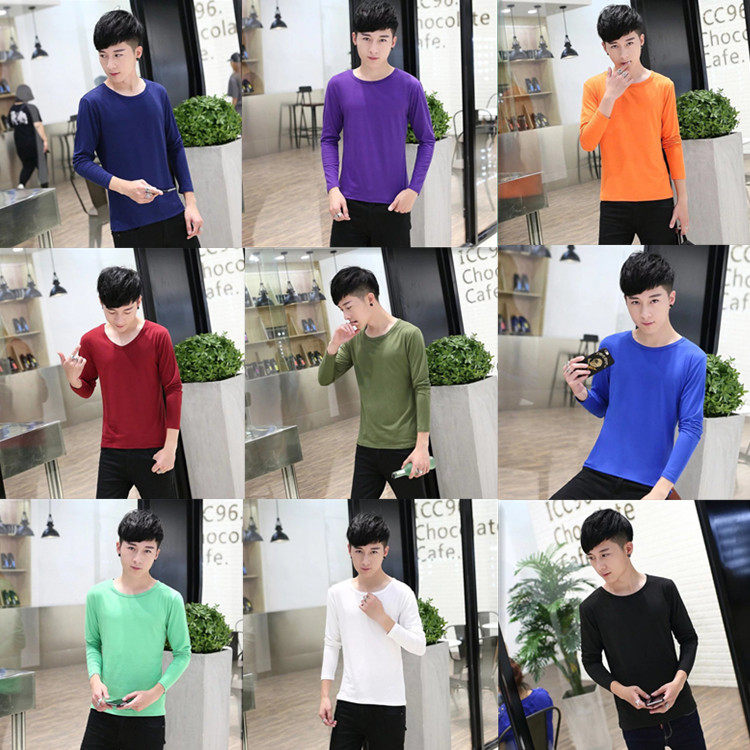 Autumn man Long sleeve T-shirt Men's Solid T-shirts Korean Edition pure cotton Self cultivation white Base coat T-shirt Autumn coatin the Men's clothing, T-shirt  category - from Buy2taobao.com to provide professional Taobao agent buy service