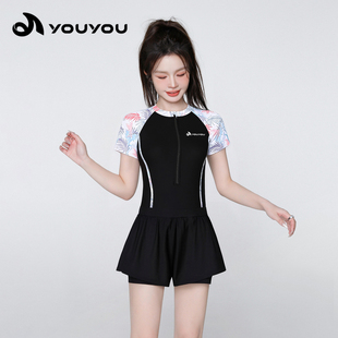 佑游连体泳衣女士平角泡温泉2026新款 高级感游泳馆遮肉显瘦泳装