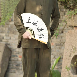 夏季 中国风冰丝外套男中式 套装 男士 盘扣中青年唐装 宽松休闲汉服潮