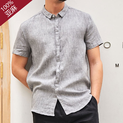短袖衬衣男夏季亚麻薄款休闲上衣男士宽松商务衬衫男款棉麻男装