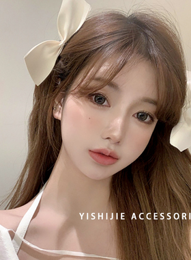 jisoo同款白色蝴蝶结发夹侧边半片式发卡头饰顶夹气质对夹鸭嘴夹