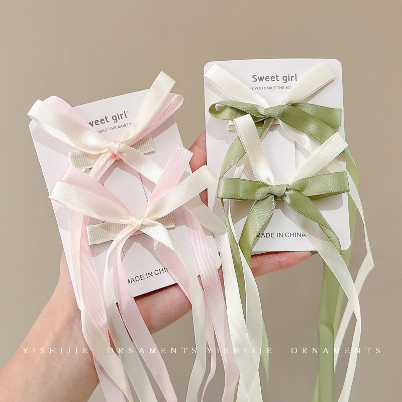 芭蕾风蝴蝶结蕾丝飘带发夹女