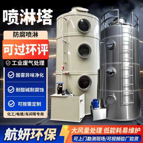 pp喷淋塔废气处理设备除臭除尘除雾器环保型水洗塔酸雾净化洗涤塔