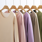 女保暖上衣磨毛加厚套头蓄热长袖 秋冬新款 德绒圆领打底衫 t恤秋衣