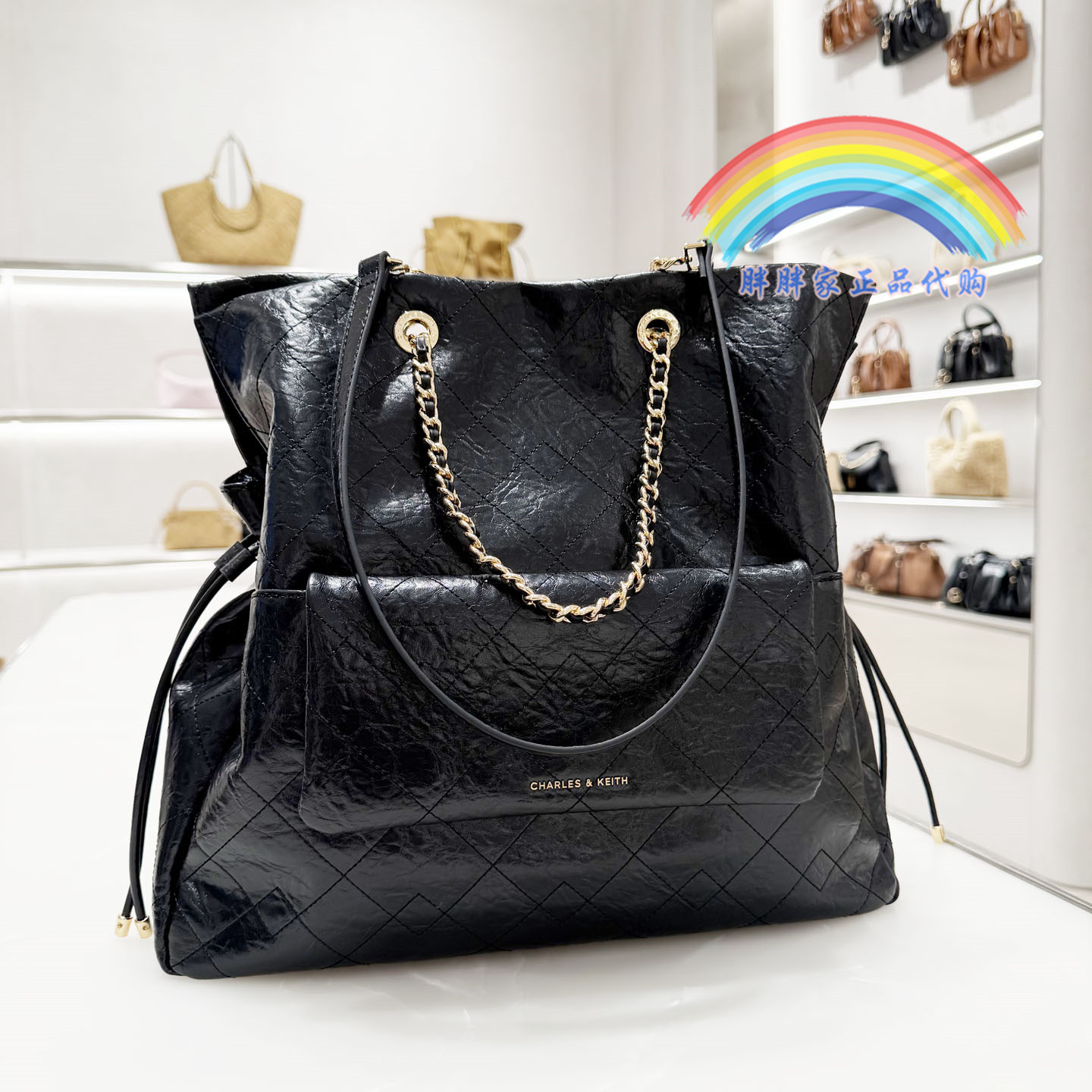 小CK菱格油蜡皮菱格包流浪双肩