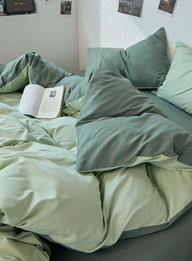 纯色浅绿被套单件180x220x240双人150x200x230单人被罩两件套夏季