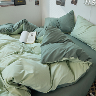 纯色浅绿被套单件180x220x240双人150x200x230单人被罩两件套夏季
