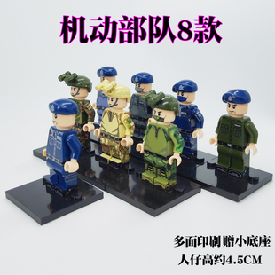 中国积木香港机场特警ASU反恐特勤CRTU机动部队益智拼装人仔积木