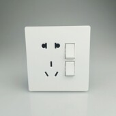 86型暗装 白灰色二开五孔插座家用两开五孔带开关双开双控电源面板