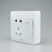 家装 86明装 开关插座二三插五孔带开关 工程明线一开五孔墙壁插座