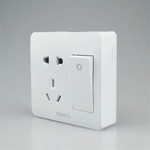 86明装开关插座二三插五孔带开关 家装工程明线一开五孔墙壁插座