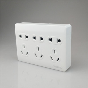 86墙壁明装十五孔插座白色全PC面板多孔长条插座电源明线家用工程
