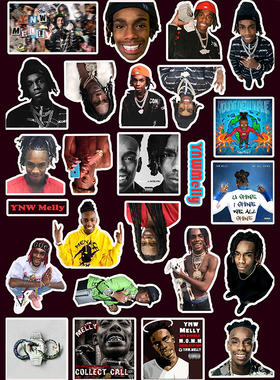 YNW Melly贴纸 防水欧美rapper周边说唱歌手贴画手机diy手账装饰